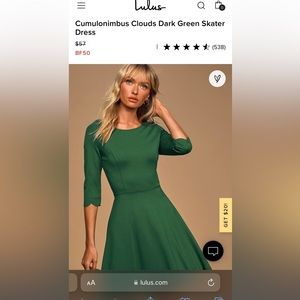 Lulu’s Dark Green Skater Dress Holiday Party!